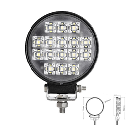 [28GL501] EXPLORADORA LED REDONDA 1200LUMENS 114MM ALTO 135MM X 39.3MM PROFUNDIDAD 9-32V 16X1W