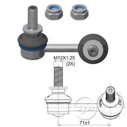 [51ZM-37011676] LINK NISSAN FRONTIER 17- NAVARA D23 RENAULT ALASKAN LC:71RP:M12-1 25TC87N.M DELANTERO DERECHO