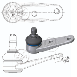 [51ZM-47012202] ROTULA VOLKSWAGEN GOL 80 PARATI 82 SAVEIRO 82 VOYAGE 81 IC:Ø15 0 DM:Ø10 5 ETC:68N.M INFERIOR DER