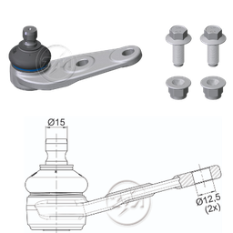 [51ZM-47012304] ROTULA VOLKSWAGEN GOL 95-96 PARATI 1996 123N.M INFERIOR DER-IZQ