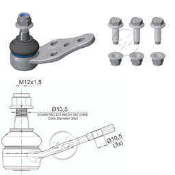 [51ZM-47013403] ROTULA DAEWOO CIELO 99 -SPERO LANOS DEL RP:M12-1.50 IC:Ø13.5C:1:16A:Ø10.5C:Ø13.5ICP:Ø13 5A:Ø10 5C0.046 INFERIOR DER-IZQ