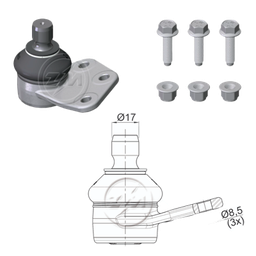 [51ZM-47023101] ROTULA FIAT IDEA 07-16 PALIO WEEKEND 09-20 STRADA 09-20 IC:Ø17 0 DM:Ø8 5 ETC:33N.M INFERIOR IZQ